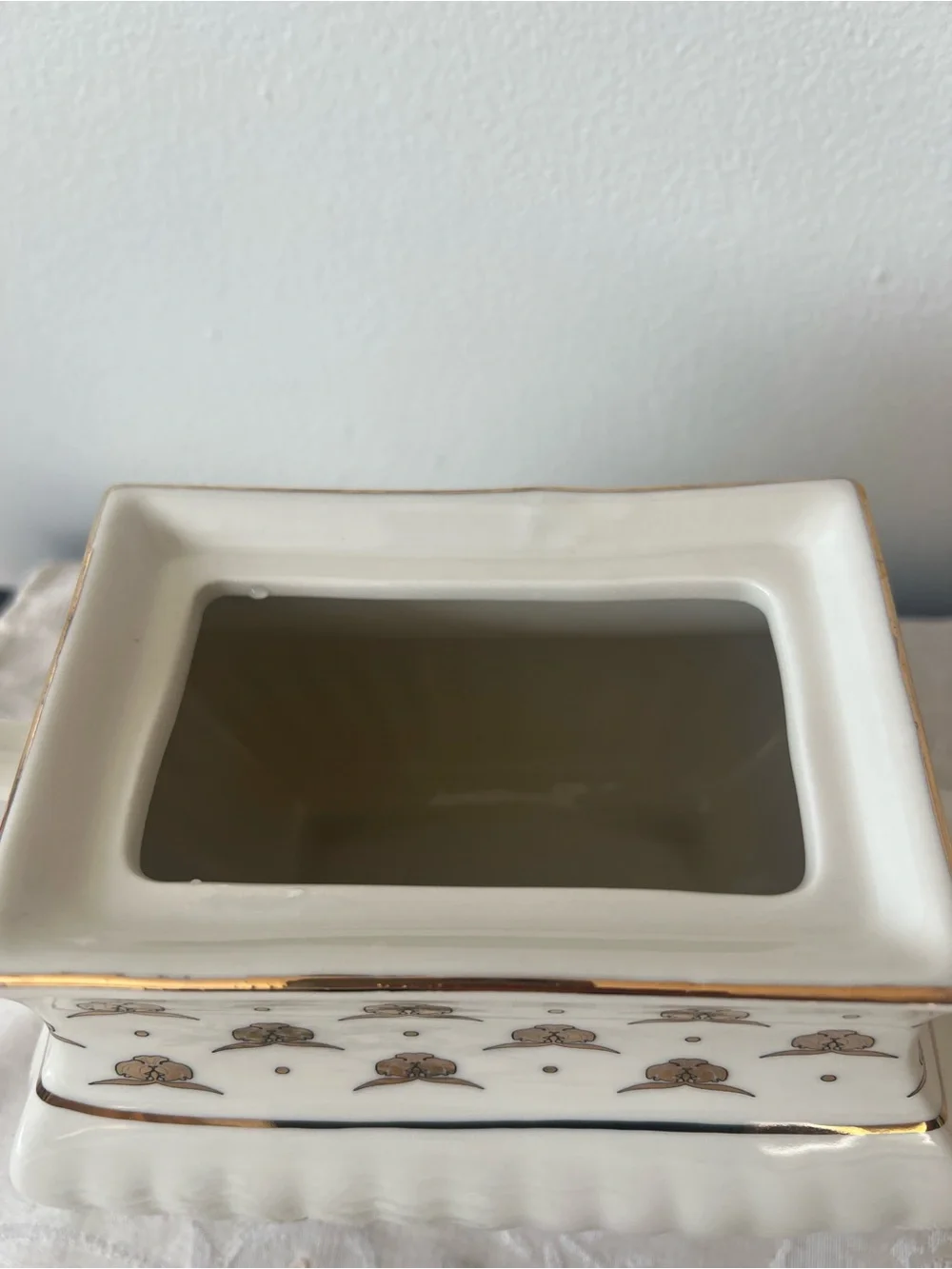 Anthropologie Cream and Gold MET Collaboration Stoneware Teapot